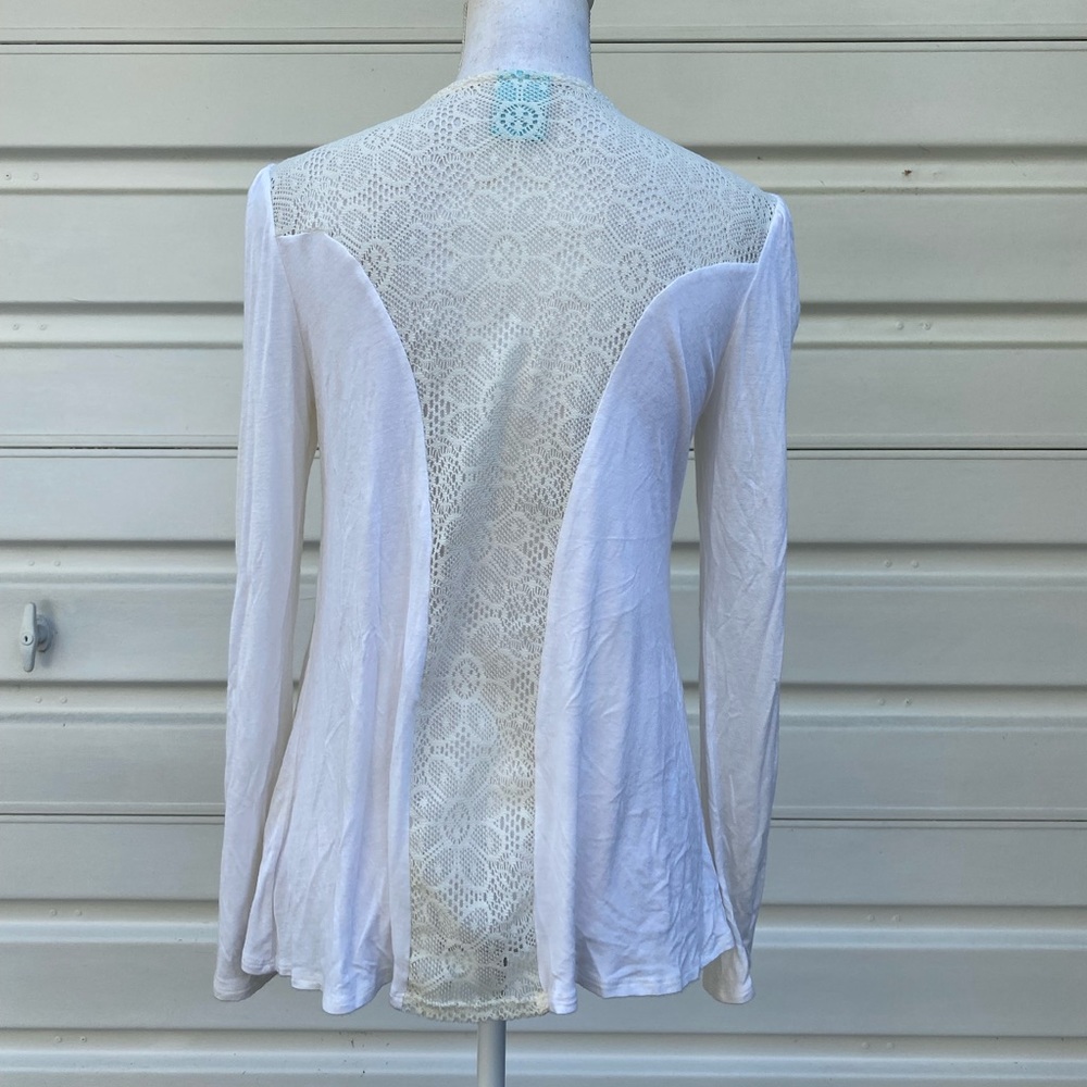 Boho Cream Lace Back Open Cardigan
